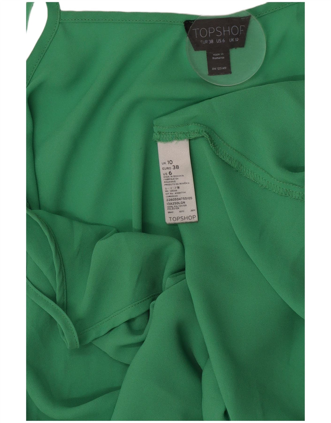 Topshop Canottiera da donna UK 10 Small Verde Poliestere