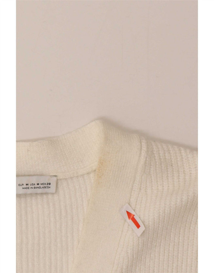 Maglione cardigan da donna Zara UK 12 viscosa bianca media