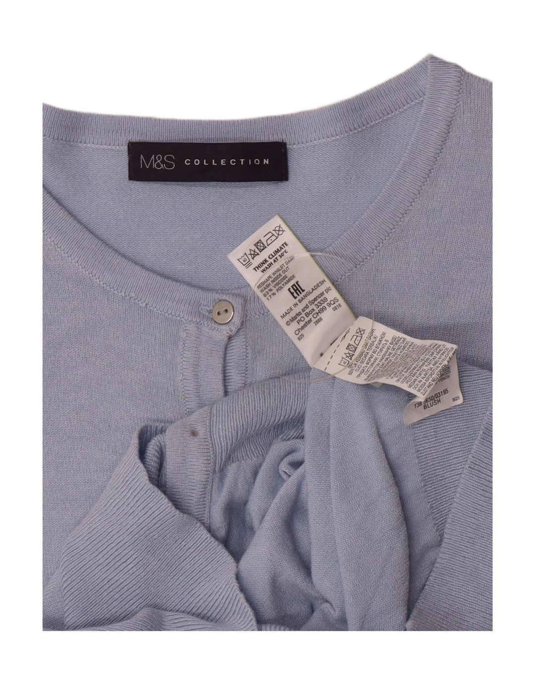 Maglione cardigan da donna Marks & Spencer UK 14 Viscosa blu medio