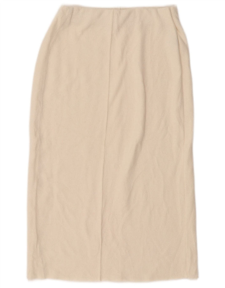 Gonna dritta midi da donna ZARA piccola W26 poliestere bianco sporco