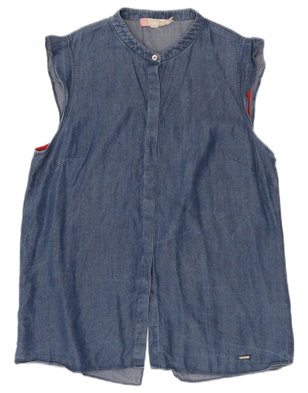Camicia di jeans senza maniche vestibilità ampia da donna Ted Baker taglia 2 piccola Lyocell blu