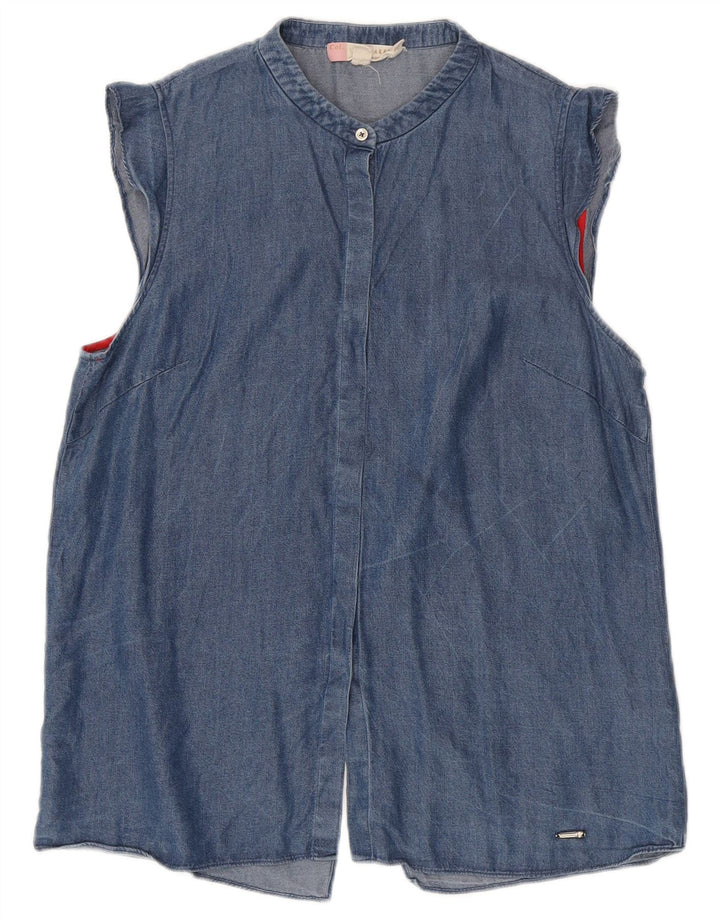 Camicia di jeans senza maniche vestibilità ampia da donna Ted Baker taglia 2 piccola Lyocell blu