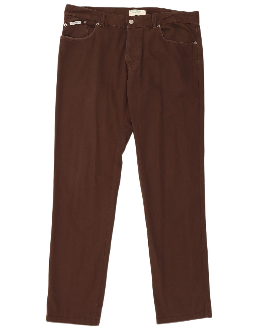 Pantaloni casual dritti da uomo Benetton W36 L32 Marrone
