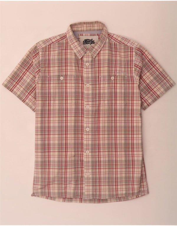 Camicia a maniche corte da uomo Weird Fish grande cotone a quadri multicolore