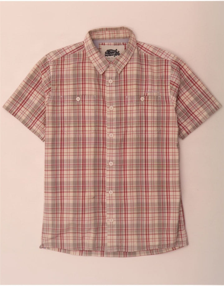 Camicia a maniche corte da uomo Weird Fish grande cotone a quadri multicolore