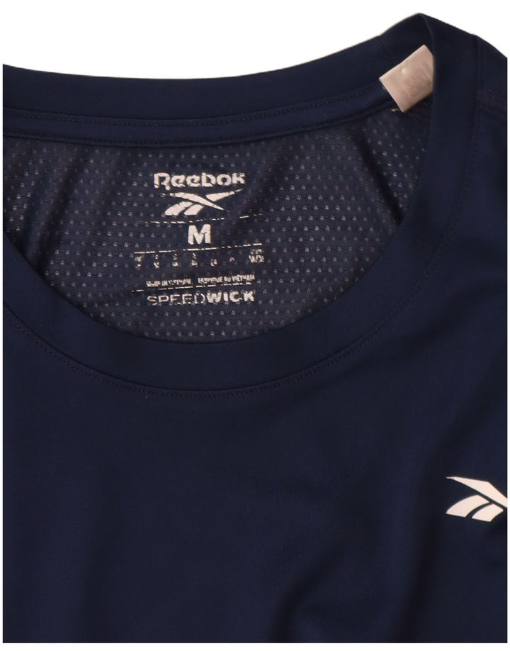 T-shirt Reebok Speedwick da uomo, media, in poliestere blu navy