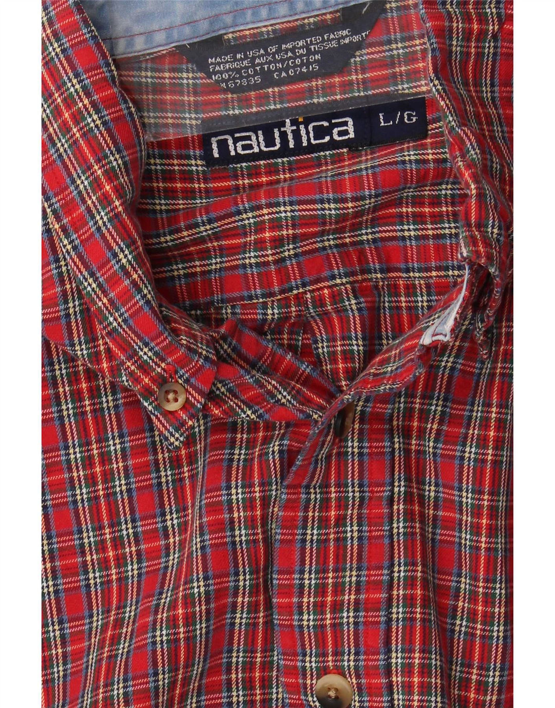 Camicia da uomo in flanella Nautica, cotone a quadri rossi grandi