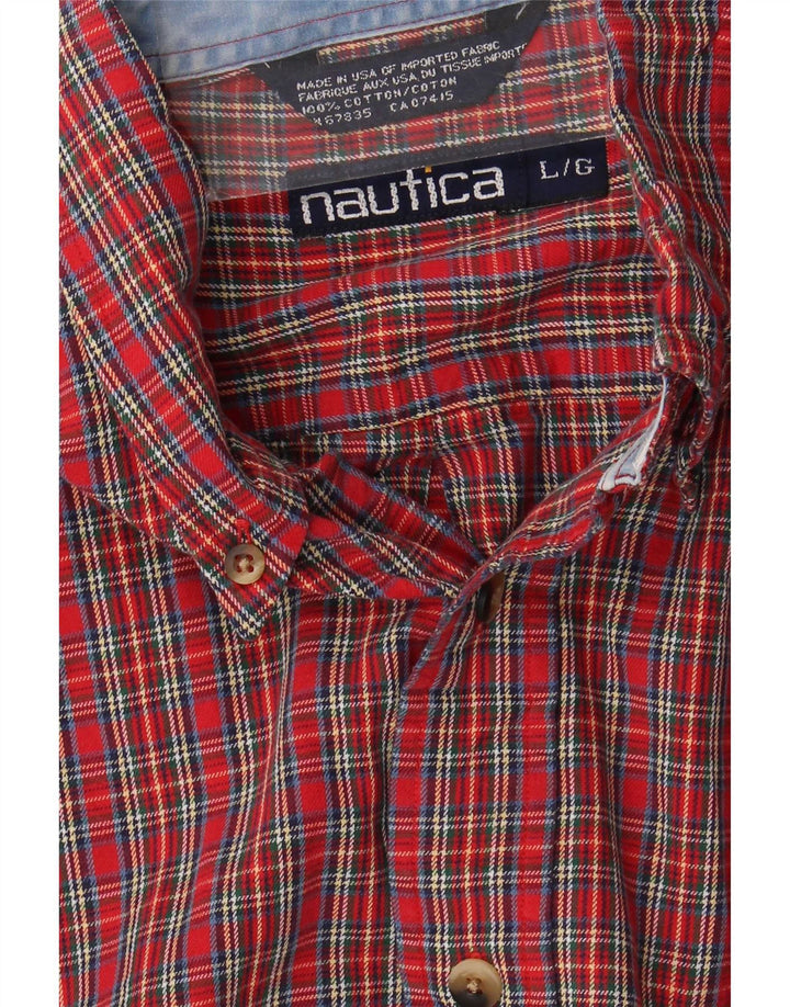 Camicia da uomo in flanella Nautica, cotone a quadri rossi grandi