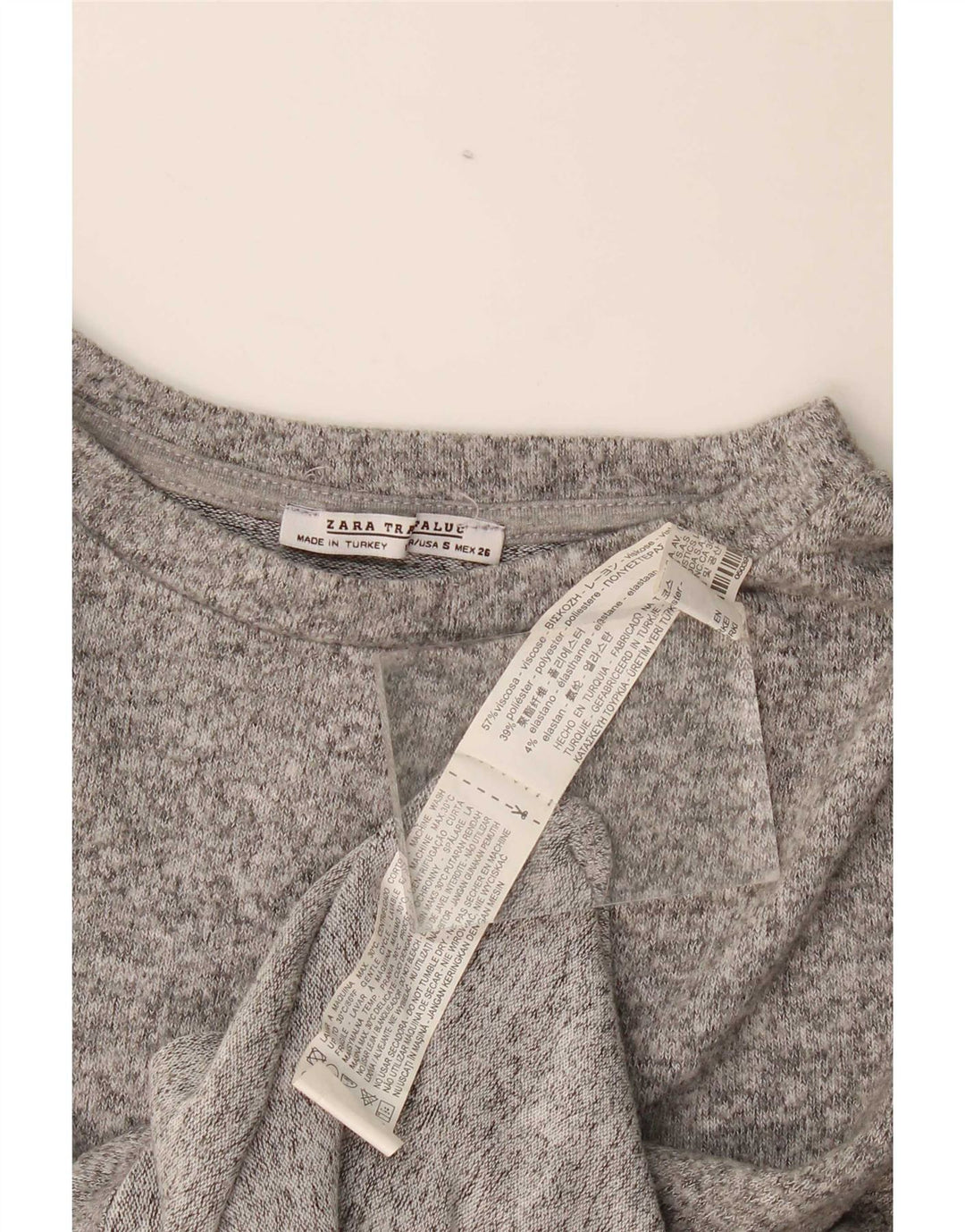 Top Zara Trafaluc da donna oversize a maniche lunghe UK 10 piccolo grigio chiazzato