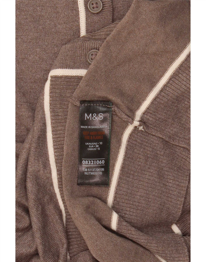 Maglione cardigan da donna Marks & Spencer UK 10 piccolo viscosa marrone