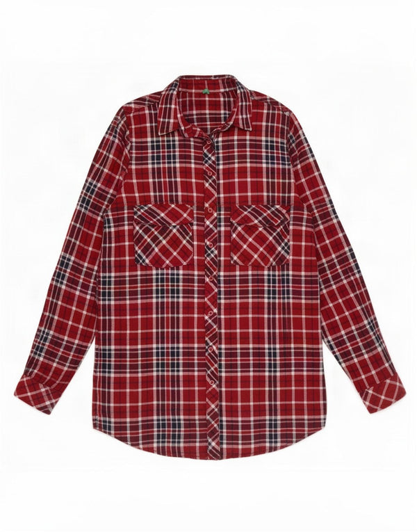 Abito camicia da donna Benetton UK 6 XS rosso a quadri modal