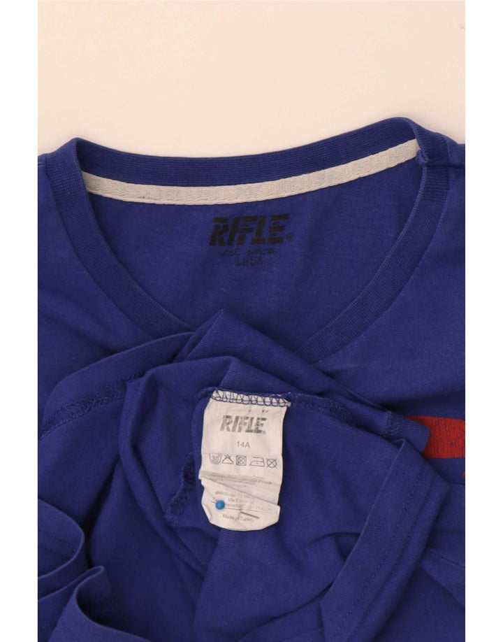 T-shirt grafica da ragazzo Rifle Top 13-14 anni in cotone blu