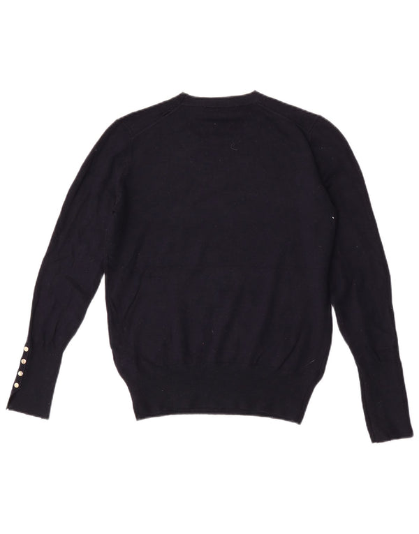 Maglione maglione girocollo da donna Zara UK 12 viscosa blu navy medio
