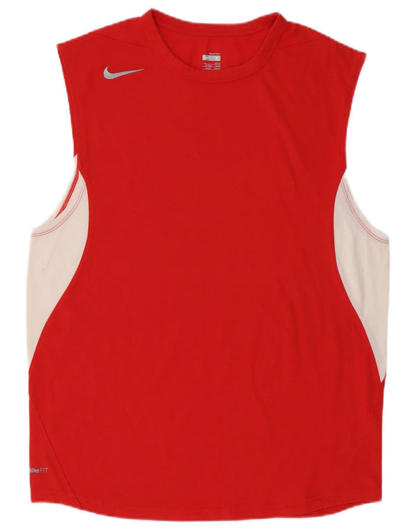 Canotta da uomo Nike UK 42/44 Large Red Colourblock Cotton Sports
