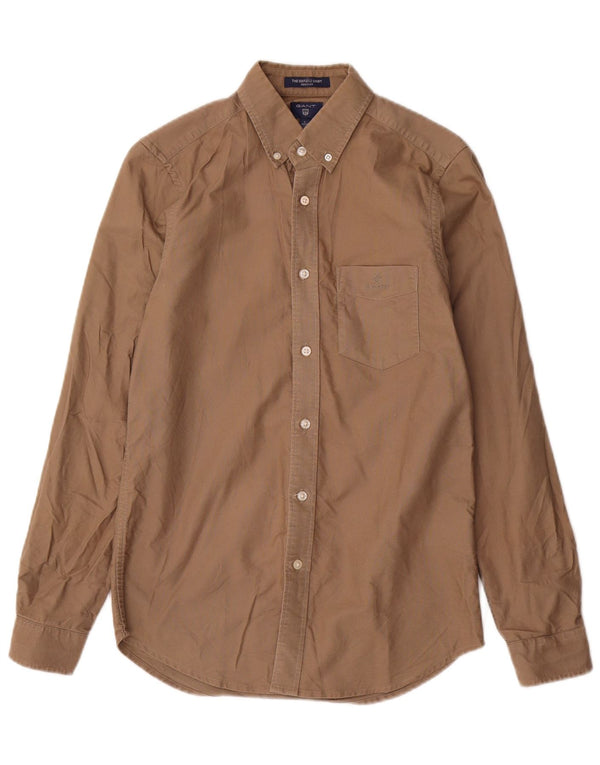 Gant Camicia da uomo Oxford vestibilità regolare taglia 37/38 piccola in cotone beige