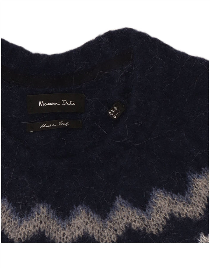 Maglione maglione girocollo da donna Massimo Dutti UK 16 grande blu navy