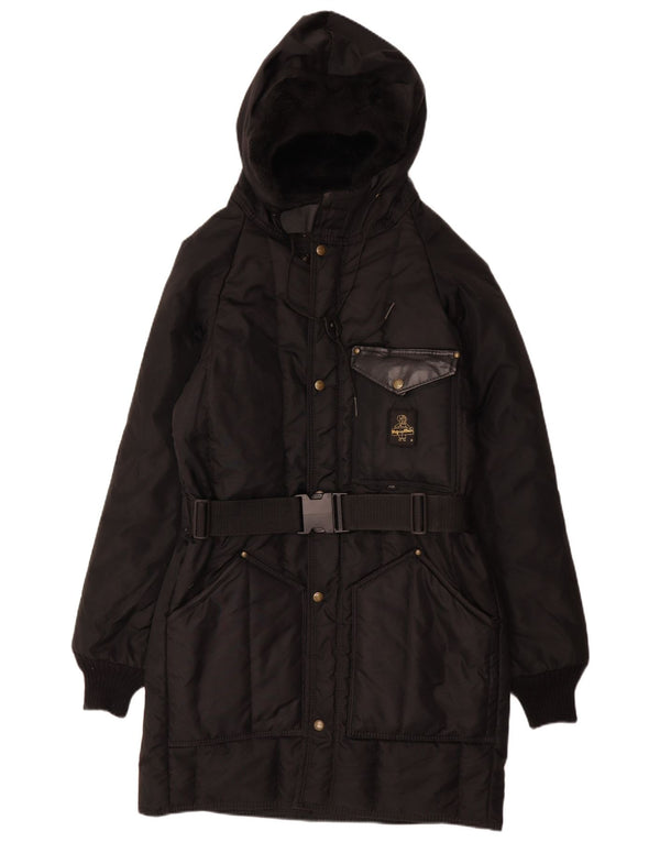 Cappotto imbottito con cappuccio da donna REFRIGIWEAR UK 14 nylon nero medio