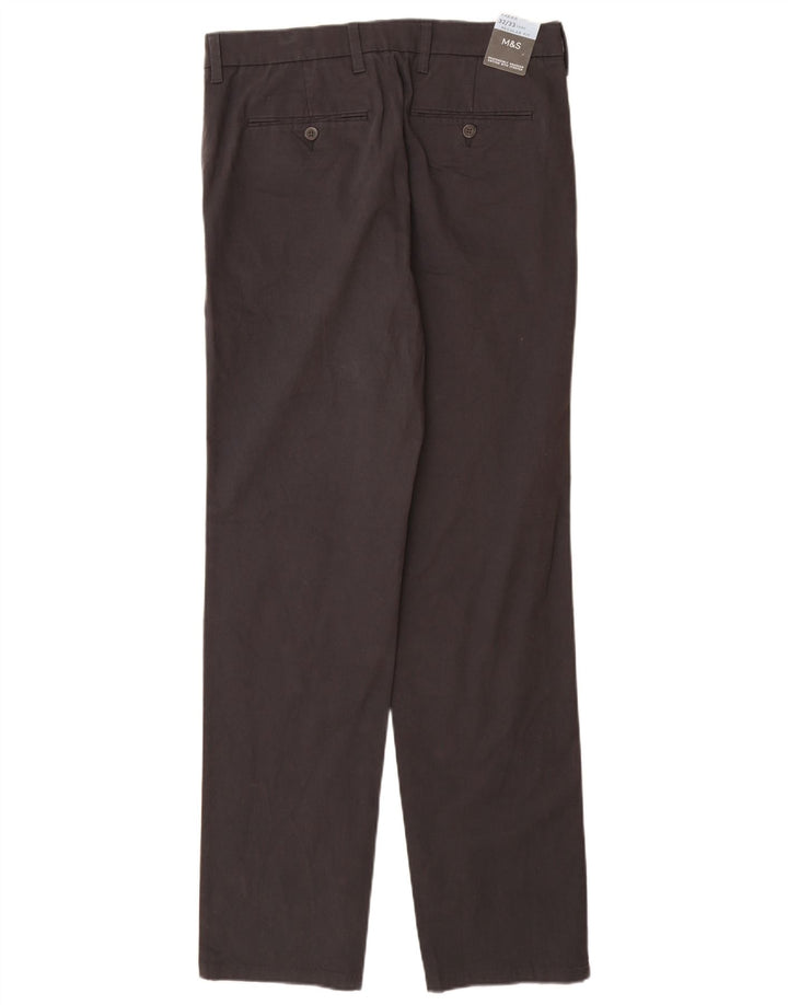 MARKS & SPENCER Pantaloni chino dritti da uomo vestibilità regolare W32 L33 neri
