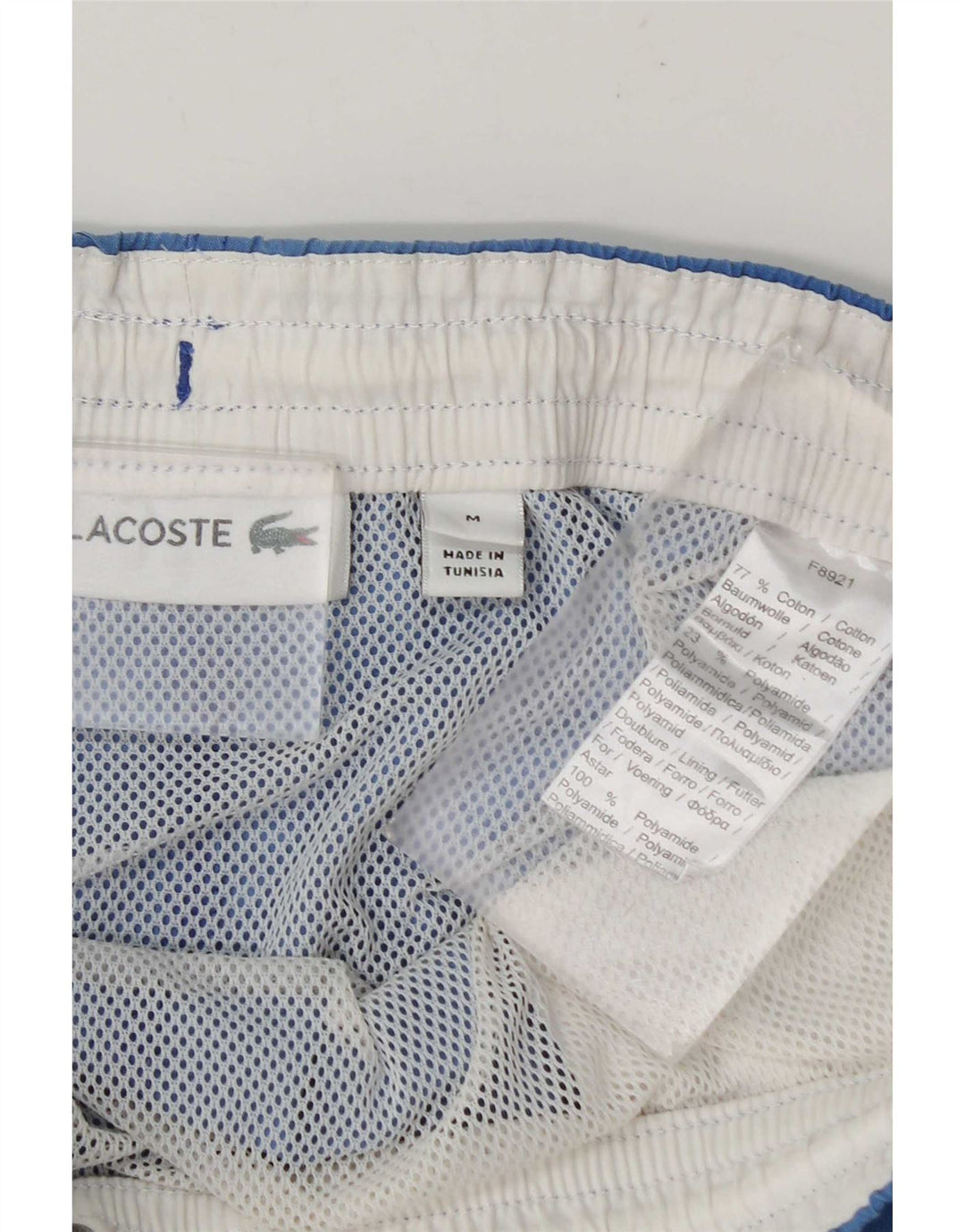 Pantaloncini da bagno da uomo Lacoste blu medio in cotone