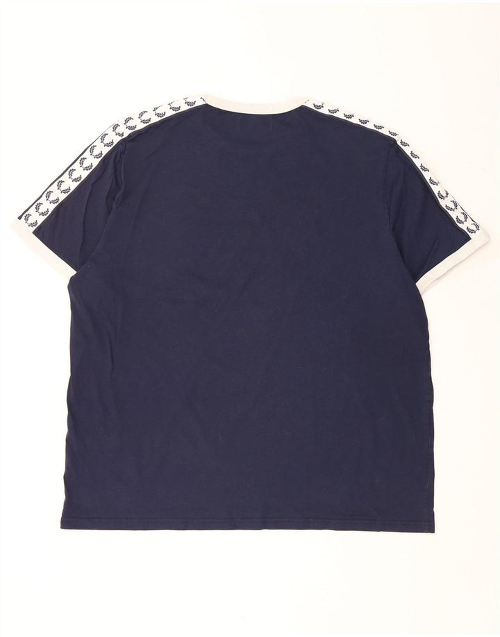 FRED PERRY T-shirt grafica da uomo Top 3XL Cotone color block blu navy