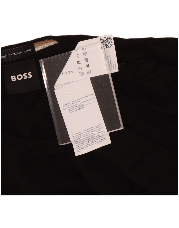 Maglione maglione girocollo da uomo Hugo Boss in lana nera media