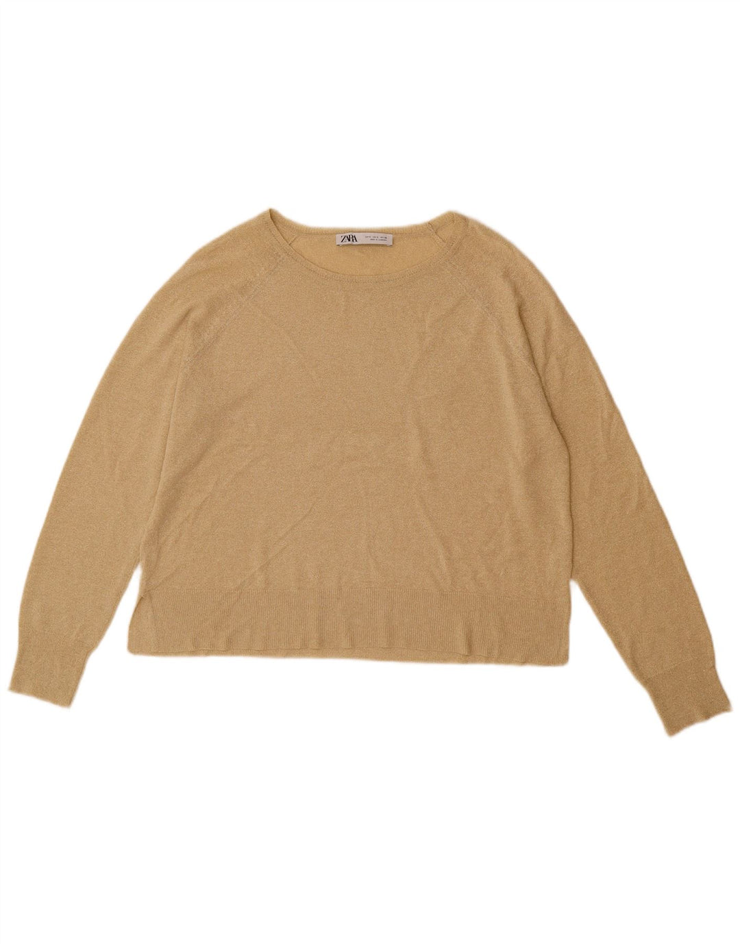 Maglione maglione oversize con scollo a barca da donna Zara UK 10 piccolo Beige