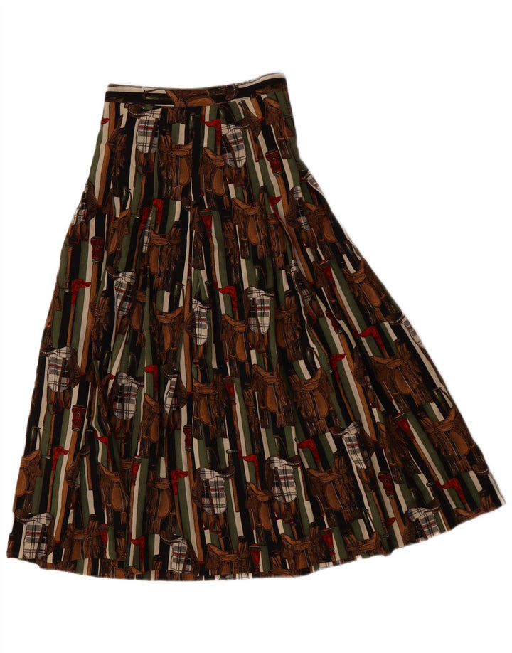 Gonna a pieghe grafica vintage da donna IT 42 media W28 multicolore