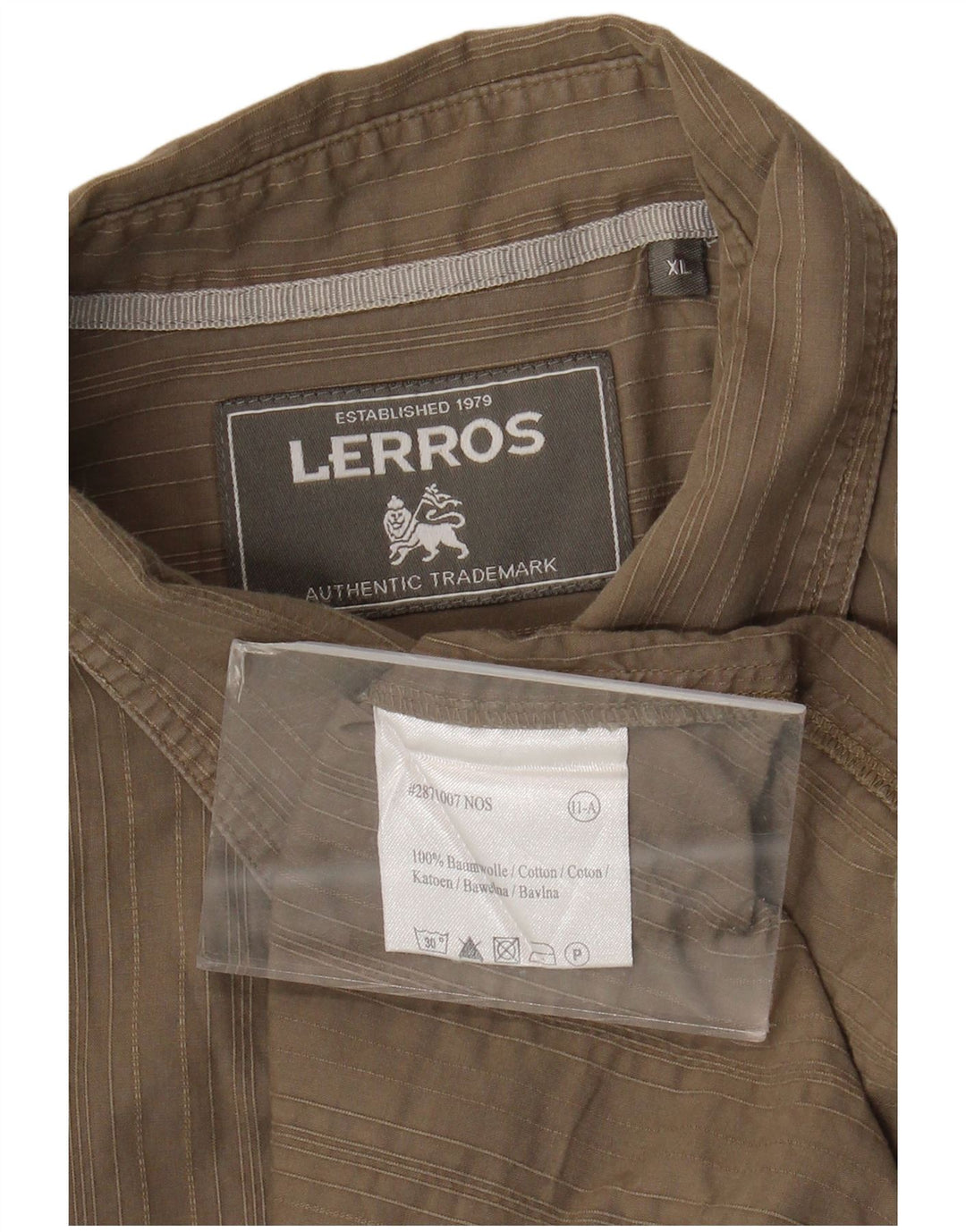 Camicia da uomo Lerros XL in cotone a righe kaki