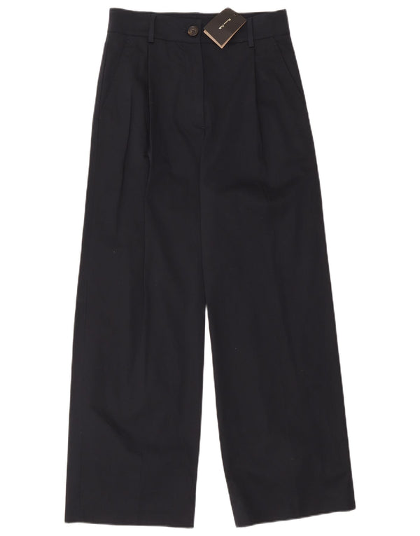 Pantaloni chino a vita alta da donna Massimo Dutti EU 34 2XS W24 L25 Blu navy