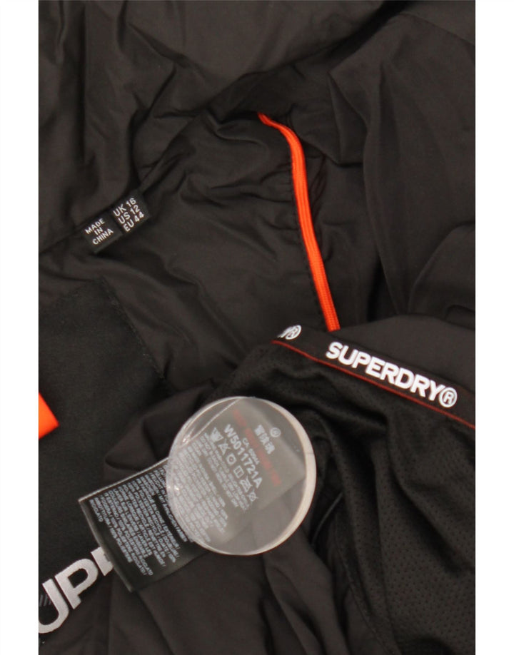 Giacca imbottita con cappuccio corta da donna Superdry UK 16 grande poliestere nero