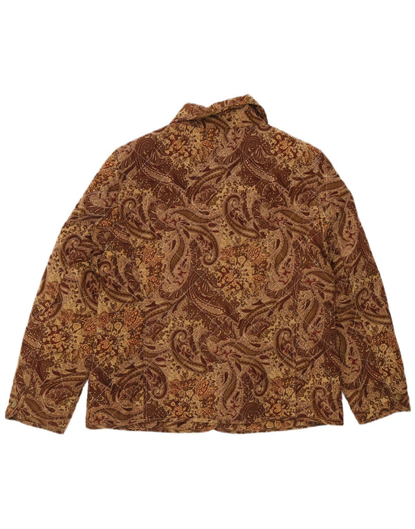 Giacca trapuntata da donna VINTAGE UK 16 grande viscosa Paisley marrone