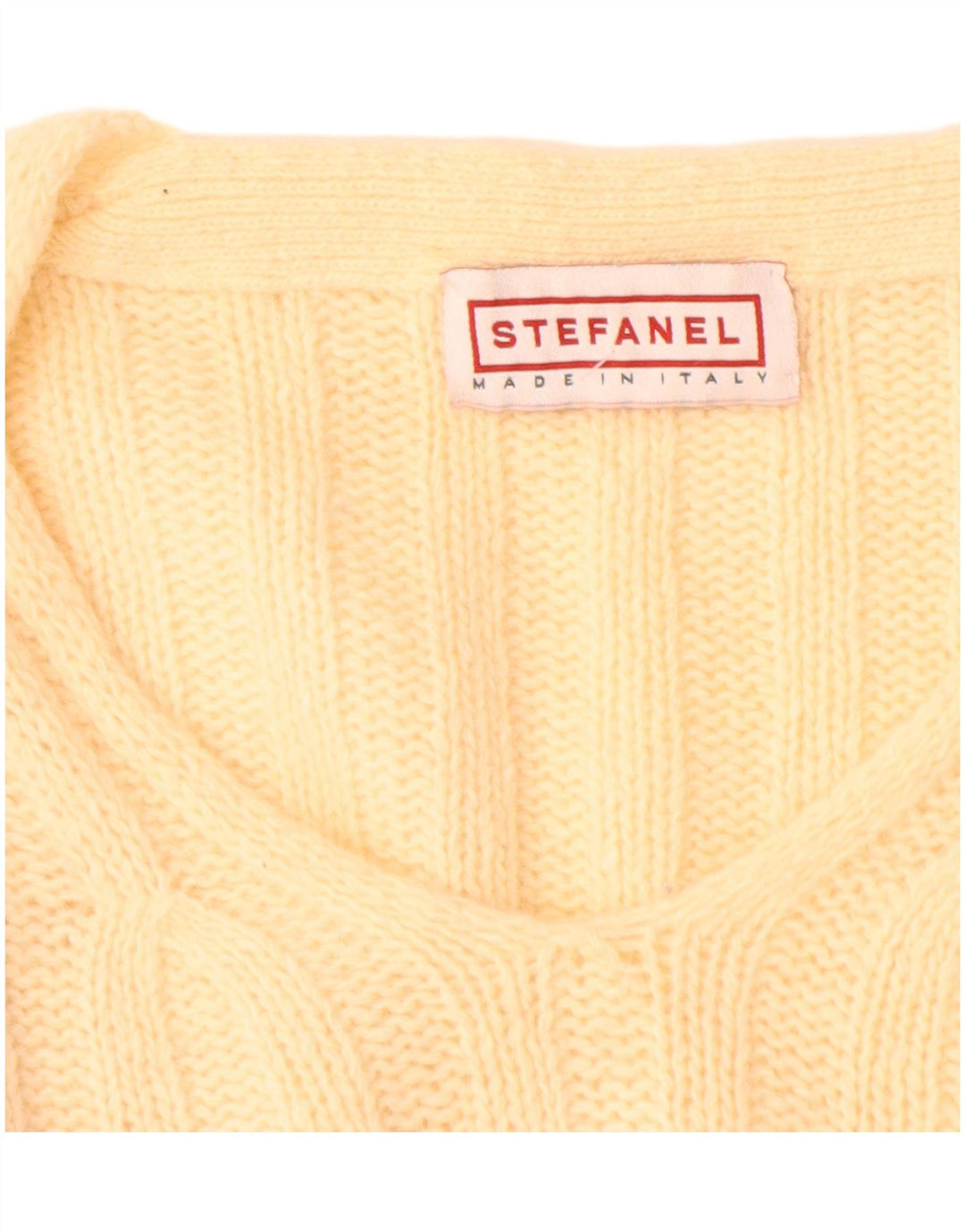 Maglione maglione da donna con scollo a V Stefanel UK 14 grande giallo