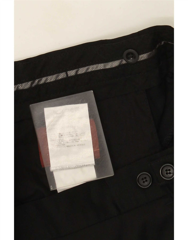 Pantaloni da abito dritti da uomo Marks & Spencer W34 L31 lana nera