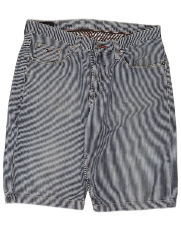 Pantaloncini di jeans da uomo Tommy Hilfiger W34 grande cotone a righe blu