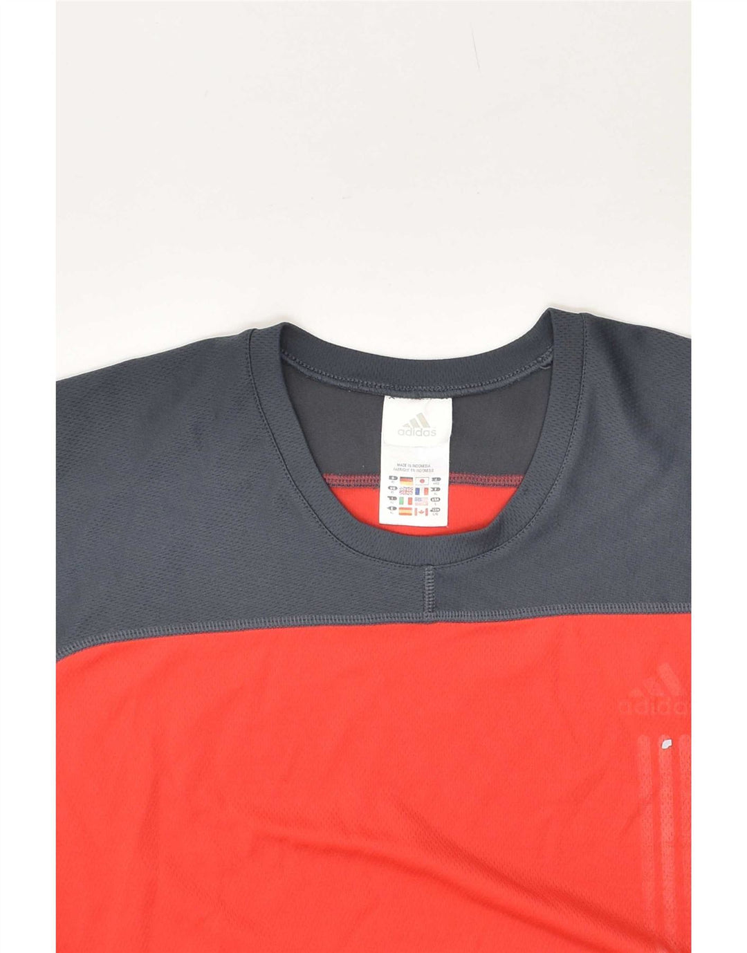 ADIDAS Mens T-Shirt Top XL Red Colourblock Polyester Vintage Adidas and Second-Hand Adidas from Messina Hembry 