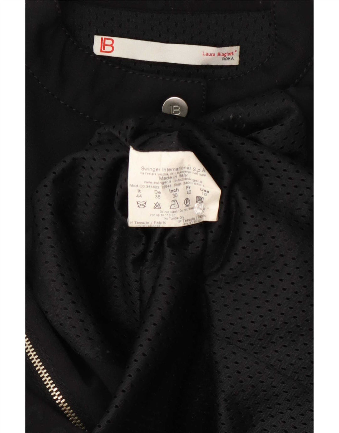 Giacca antipioggia grafica da donna Laura Biagiotti IT 44 Medium Nero Poliammide