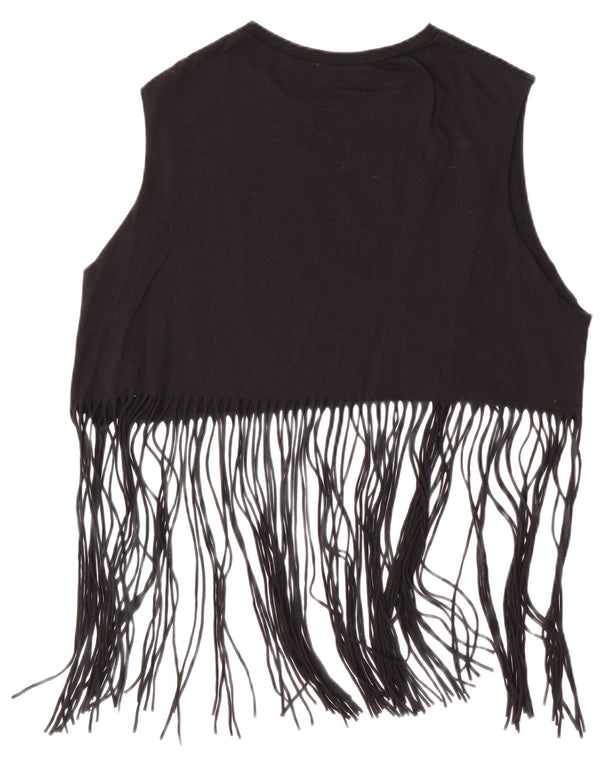 PULL & BEAR Womens Guns & Roses Oversized Crop Top UK 10 Small Black