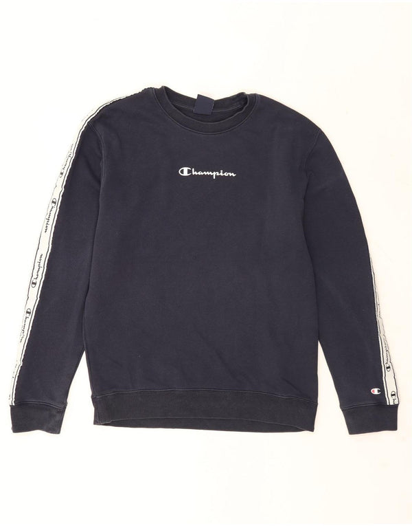 Felpa grafica da uomo Champion Felpa media in cotone color block blu navy