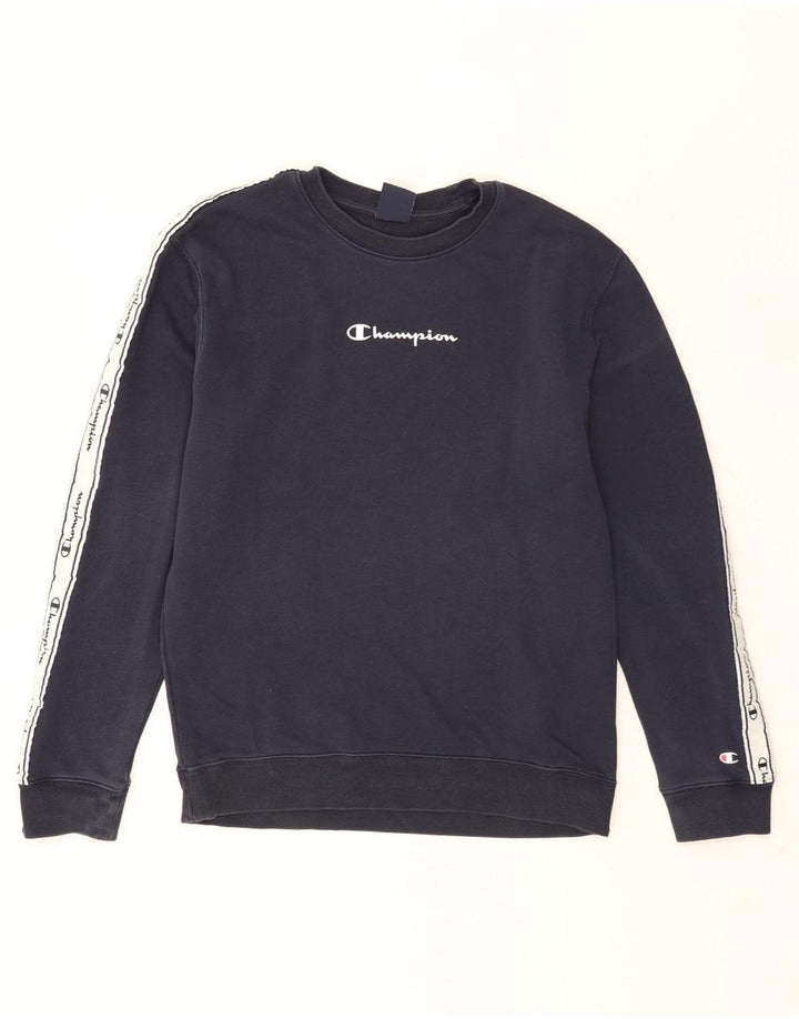 Felpa grafica da uomo Champion Felpa media in cotone color block blu navy