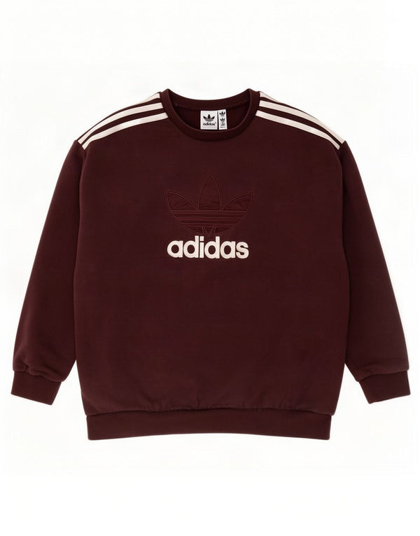 Felpa oversize con grafica Adidas da donna UK 12/14 Marrone medio