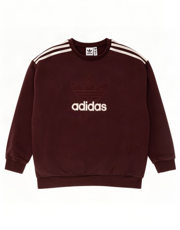 Felpa oversize con grafica Adidas da donna UK 12/14 Marrone medio