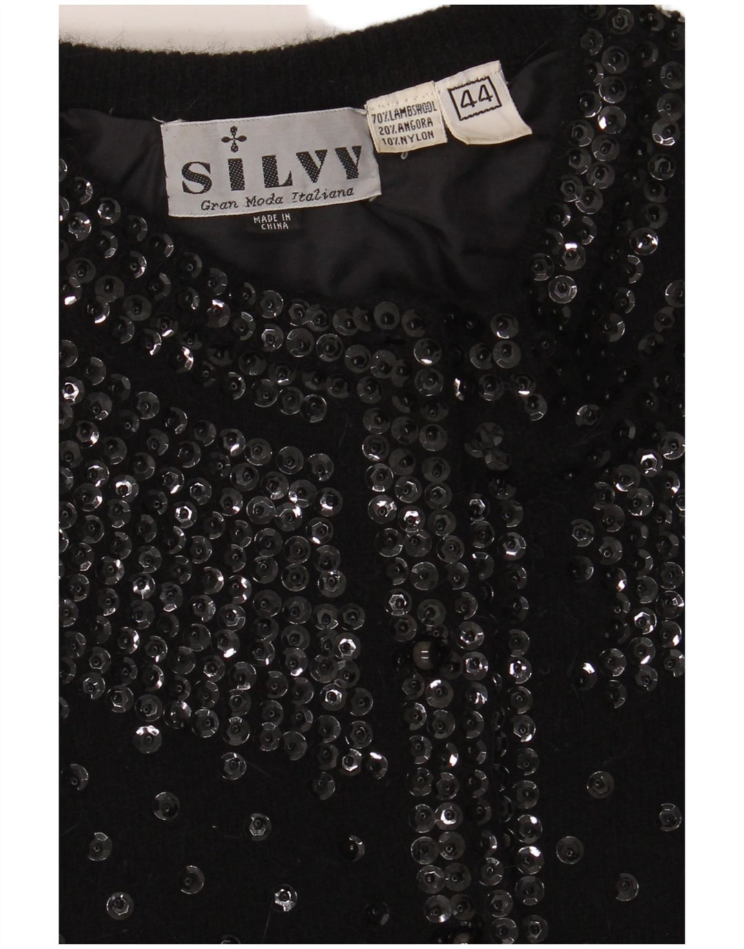 Maglione Cardigan Donna Silvy IT 44 Medio Nero Lana d'Agnello