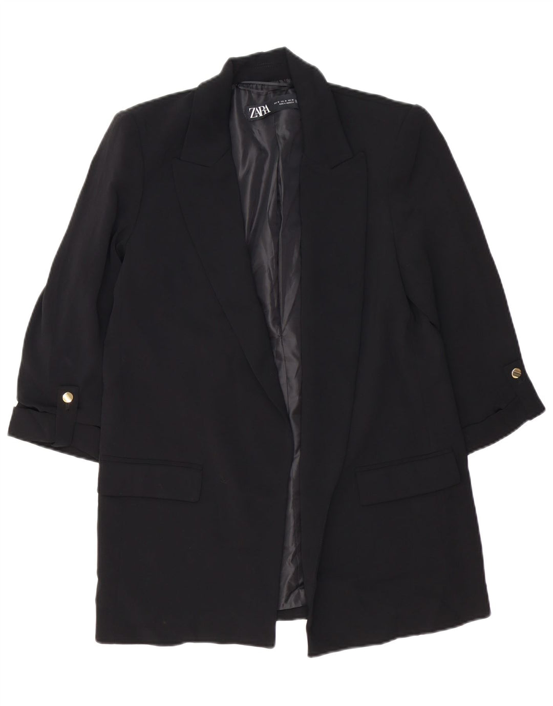Giacca blazer aperta da donna ZARA UK 14 poliestere nero medio