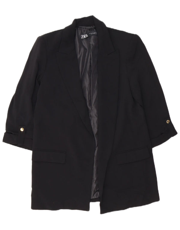 Giacca blazer aperta da donna ZARA UK 14 poliestere nero medio