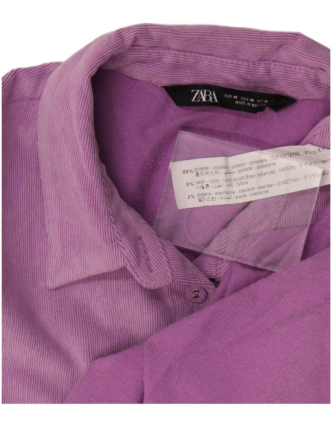 Camicia da donna oversize in velluto a coste Zara UK 14 Poliestere viola medio