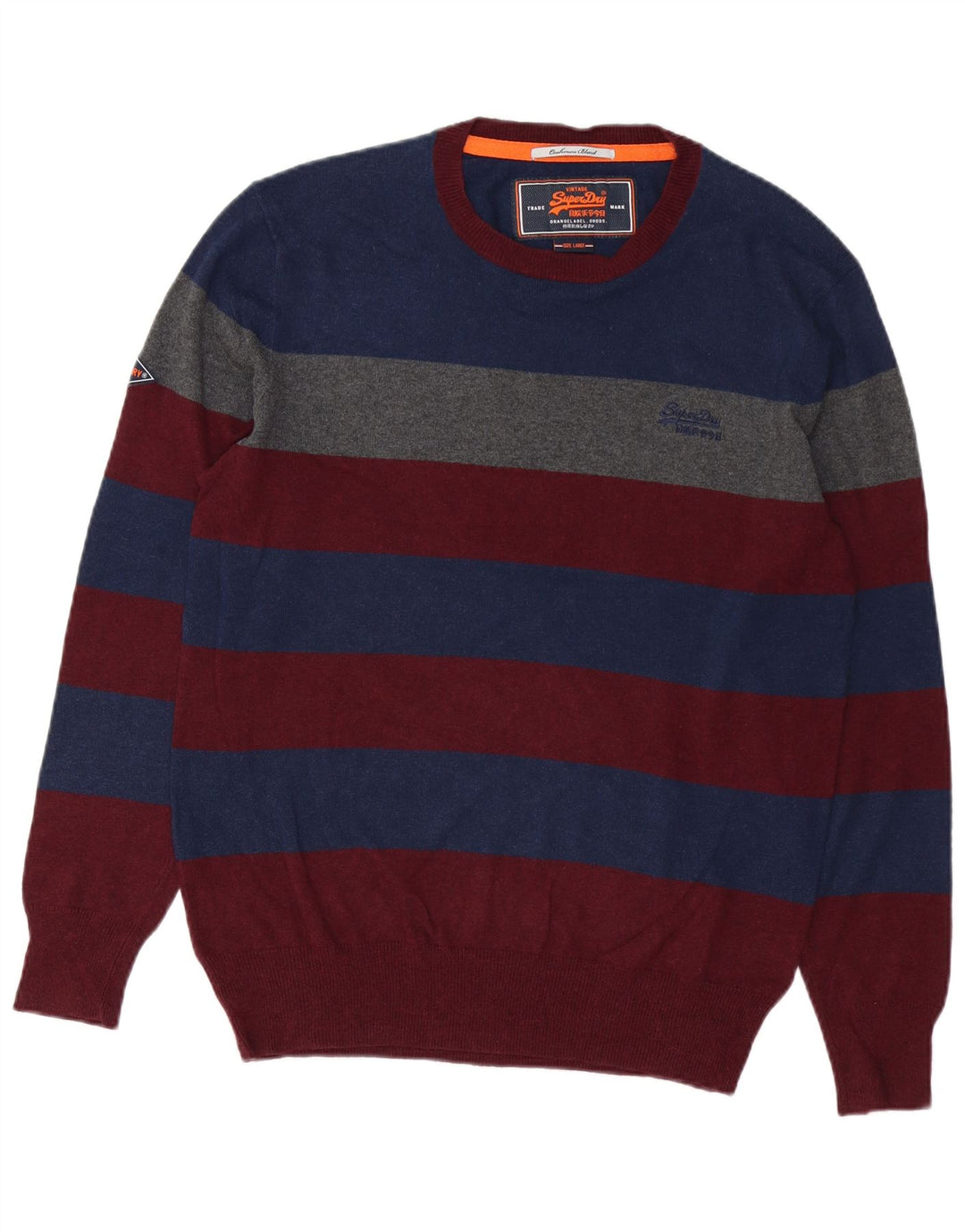 Maglione da uomo girocollo SUPERDRY a righe grandi multicolori