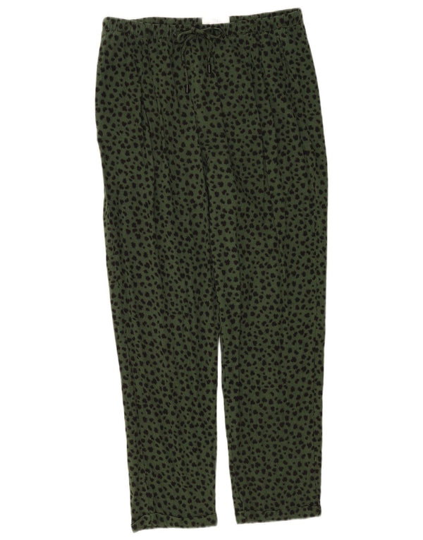 Pantaloni da donna Marks & Spencer UK 12 medi W32 L26 verde stampa animalier