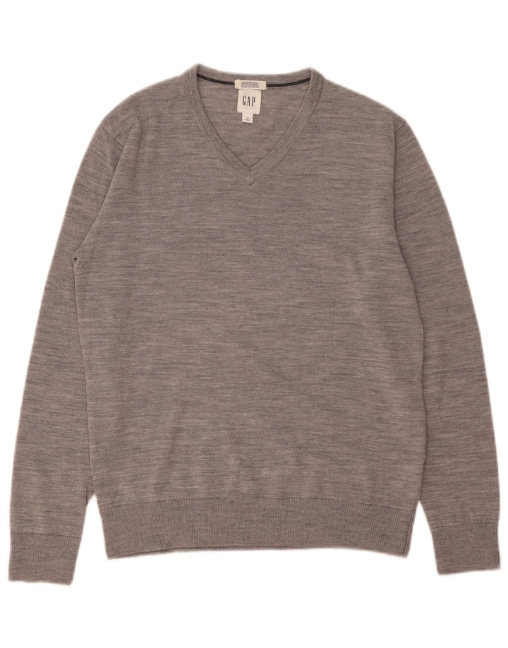 Maglione Gap da uomo con scollo a V XS in cotone chiazzato grigio