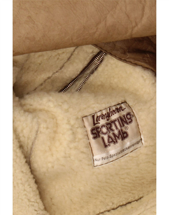 LORINGHOVEN Cappotto in shearling da uomo UK 36 Piccola pelle di agnello beige