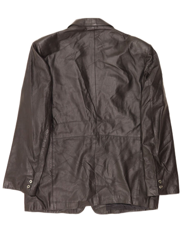 Giacca blazer vintage da uomo in pelle a 2 bottoni IT 52 XL nera